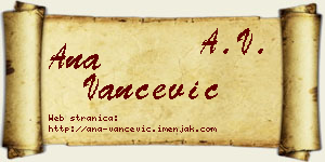 Ana Vančević vizit kartica